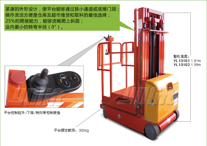 三級門架全電動高空取貨車