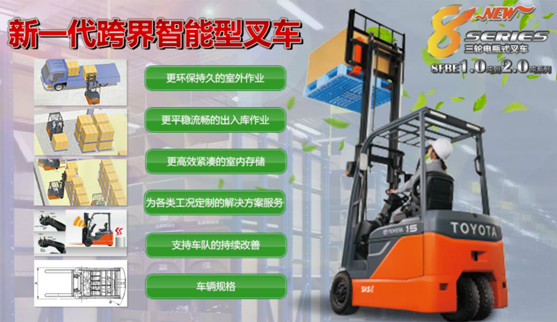 恒華：豐田電動三輪平衡重叉車 8FBE10-20